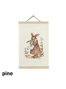 1 件可选框架帆布墙面艺术海报，可爱兔子妈妈和宝宝印刷海报，复古卡通动物艺术风格，适合育儿室、卧室、理想的墙壁家居装饰艺术海报复活节礼物