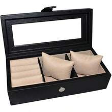 Caja para Relojes en Piel Genuina. Amplios compartimentos para guardar hasta los relojesás grandes. Elegante estuche, organizador, relojero, joyero (9 Relojes, Chocolate) - 6 relojes y mancuernillas, chocolate - Ver 16