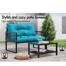 Outdoor Patio Bistro Sofa Set Lounge Setting Conversation Sets Table And Chair Garden Setting With Cushions Black Blue