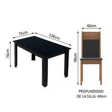 Madesa Juego Comedor Mesa Madera + 6 Sillas Medelin Negro y Marrón - Negro - Ver 4