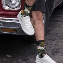 Funny Velty Socks Casual Athletic Crazy Crew Socks For Women Men - Sứ xanh trắng - Xem 5