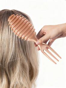 卷发定型梳，奢华电镀梳齿，三叉设计，高端金属光泽，男女通用，干湿两用，打造丝滑柔顺秀发，防静电防毛躁，瞬间提升发型质感，持久定型，轻松打造完美发型，美发梳，美发工具，美发产品及配件，理发沙龙美容旅行必备，美发造型套装 - 彩色 - 查看 9