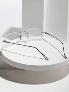 一副极简无框金属眼镜，生日礼物和摄影道具的完美之选 - 無色 - 查看 3