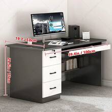 Escritorio Minimalista Multifuncional - Mesa de Trabajo para Home Office, Estudio y Dormitorio, Superficie Amplia y Resistente - Blanco+gris - Ver 8
