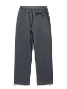 Quần tây công sở nam dáng rộng, nhẹ, chất liệu polyester, ống rộng, kiểu dáng suông, trang trọng, màu trơn. - Xám - Xem 3