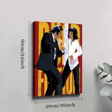 2D Flat Printing, 1pc, Pulp Fiction Characters In Dynamic Dance Pose Against Bold Red Background With Visible Yellow Text FLYING Man In Dark Suit With Raised Fists Woman In White Shirt Black Pants With Confident Stance Capturing Cinematic Energy, Canvas Wall Art For Living Room, Bathroom Wall Art Bedroom Framed Wall Art Poster Art Prints Ready To Hang Pictures Home Decorations Wall Decor For Office - Nhiều màu - Xem 10