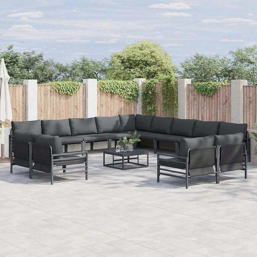 Garden Sofa Set Anthracite Steel - Multicolor - View 1