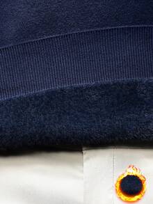 Men's Stand Collar Long Sleeve Solid Color Casual Pullover Sweater, Warm Knitted Fabric For Autumn/Winter - Navy Blue - View 8