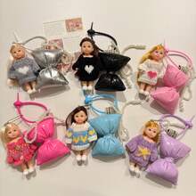 1个冬季公主娃娃钥匙扣包挂饰手提包配饰DIY装饰圣诞礼物适合女孩手机配件个性化礼物趣味礼物圣诞袜填充物手机挂饰 - 彩色 - 查看 1