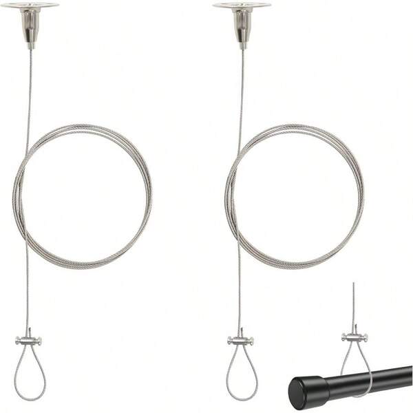 2 Pack Adjustable Closet Rod Support Bracket Heavy Duty Shower Curtain Rod Holders Ceiling Mounted Pipe Brackets Suspension Support Assembly For Home Dorm Nursery 79 Inch