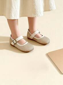Girls' Shoes! Breathable Net Mesh Style, Simple, Elegant, Comfortable And Versatile. Perennial Flat Shoes, Convenient And Comfortable To Wear - Apricot - View 2