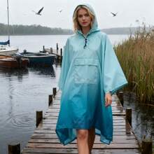 3-In-1 Multifunctional Hooded Rain Poncho For Adults With Neckline Buttons, Portable Raincoat With Pockets, Lightweight Rain Jacket For Women And Men Outdoor Activities