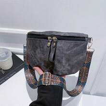 Bolso bandolera vintage para mujer con correa bordada ajustable, moderno bolso de hombro, práctico bolso de viaje diario. - Negro - Ver 2