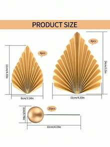 28pcs Or 2pcs Gold Ball Cake Decorations, Paper Gold Palm Leaf Cake Decorations, Foam Ball Paper Imitation Palm Leaf Cake Decorations, Suitable For Birthday Cake Baptism Wedding Retirement Party Men And Women Cake Gold Theme Cake Decorations, Party Decoration Supplies(Please Use White Tubings; The Ball Surface Should Not Come Into Direct Contact With The Cake.) - Gold - View 2