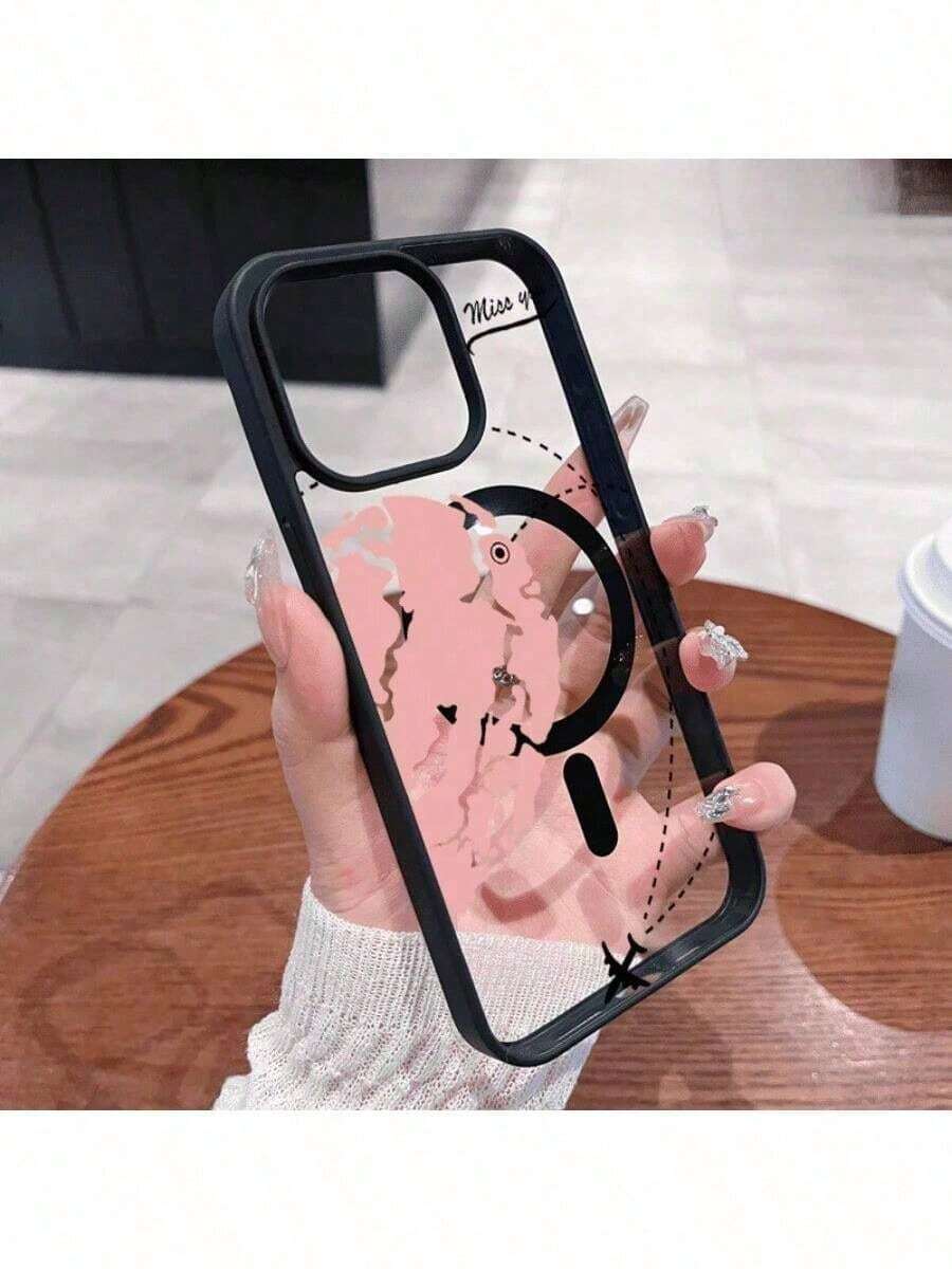 Fluglinienmuster Große Loch Magnetisch Mattiertes TPU-Rahmen Geeignet für iPhone 17 Air/16 15 14 13 12 Pro Max/17 16 15 14 Plus X/Xs Max, Geeignet für S22 S23 S24 S25 Ultra/Plus/FE/+ Acryl Transparent Kabelloses Laden Anti-Fall