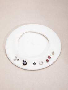 1pc Letter, Star, Butterfly Embellished Vintage Palace Style Wool Solid Color Rhinestone Pearl Beret Hat, Pumpkin Hat, Fashion & Versatile For Women, Autumn/Winter - C - View 2