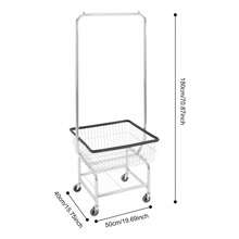 XIANXUS Large Capacity Clothes Cart, Rolling Laundry Cart, Laundry Cart With Hanging Rod - Silver+Black - View 2