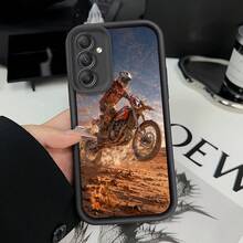 Una funda de silicona diseñada específicamente para Samsung Galaxy S23 Ultra, S24, S25, S22+, y S20 FE Pro Plus 5G, con un patrón de motocicleta saltando en el desierto, a prueba de golpes y fácil de llevar. - Colores mixtos - Ver 6