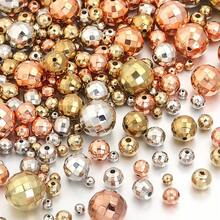 20-200pcs/Pack CCB Round Faceted Disco Ball Beads, Multi-Size, Fashion Classic Casual Gold & Silver Jewelry Making DIY Beads, Spacer Beads For Bracelets, Necklaces, Crafts, Decorations, Pendants, Wholesale Beads - Faceted Round Beads - View 2