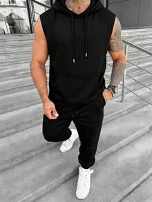 GRDR Bộ vest có mũ trùm đầu và quần rút dây dành cho nam - màu đen - Xem 3