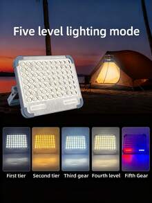 1pc 280 LED Outdoor Solar Powered Floodlight, Portable Foldable Handheld Work Light, Outdoor Camping Lighting With 5 Lighting Modes, USB Rechargeable/Solar Powered, Suitable For Camping, Hiking, Emergency Repair