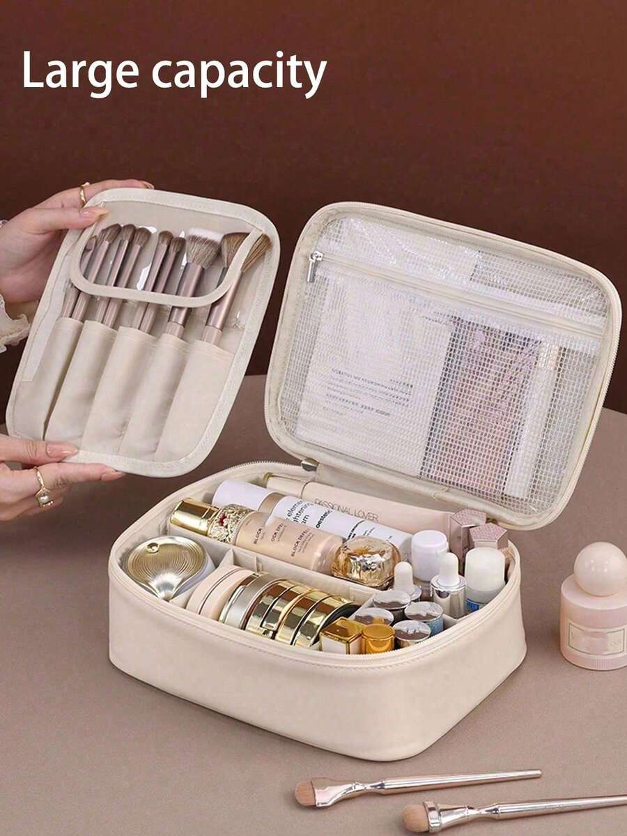 Túi đựng mỹ phẩm hai lớp rộng rãi, dung tích lớn, túi đựng mỹ phẩm chống thấm nước bằng da PU, túi đựng trang sức trong suốt, túi đựng mỹ phẩm, túi đựng đồ dùng vệ sinh cá nhân nhẹ, túi đựng đồ dùng vệ sinh cá nhân dung tích lớn có vách ngăn, túi du lịch đựng mỹ phẩm, túi đựng đồ du lịch đa chức năng, túi trang điểm, túi đựng đồ dùng vệ sinh cá nhân, túi chăm sóc da, túi đựng đồ dùng vệ sinh cá nhân khi đi nghỉ mát, túi du lịch cho nữ, túi xách tay dung tích lớn. - Nhiều màu - Xem 1