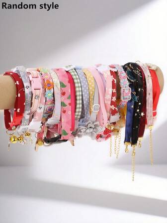 1/3/6/10pcs Random Flower Pendant Adjustable Pet Collar, Fashion Pet Accessories Suitable For Indoor & Outdoor, Small/Medium Cats & Dogs, Random Color & Style