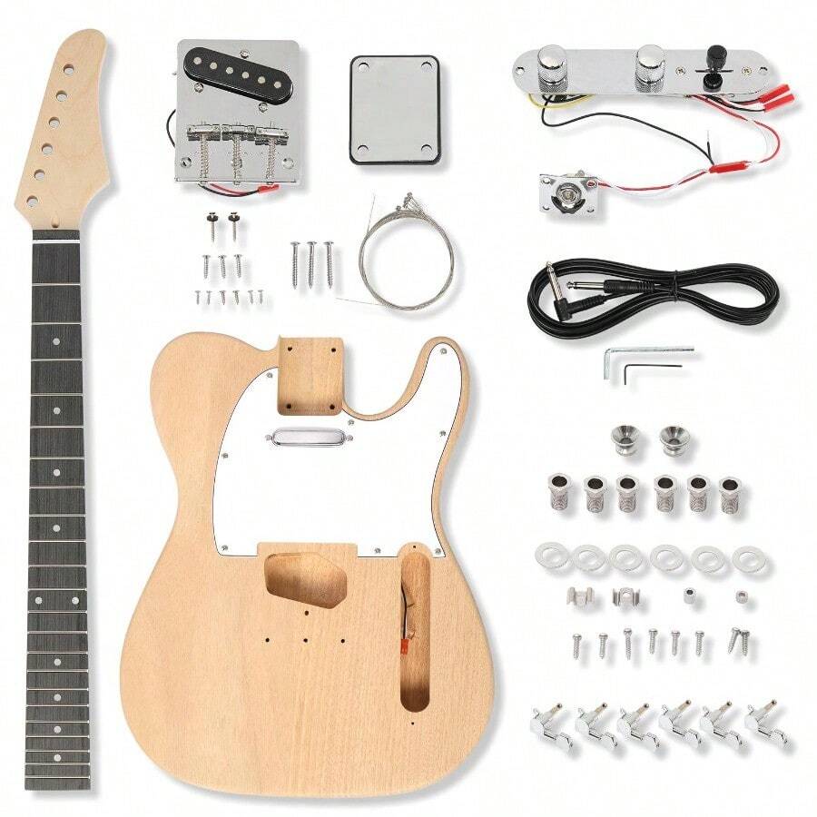 Unfinished DIY TL Electric Guitar Kit Mahogany Body Maple Neck - 如圖 - 查看 1