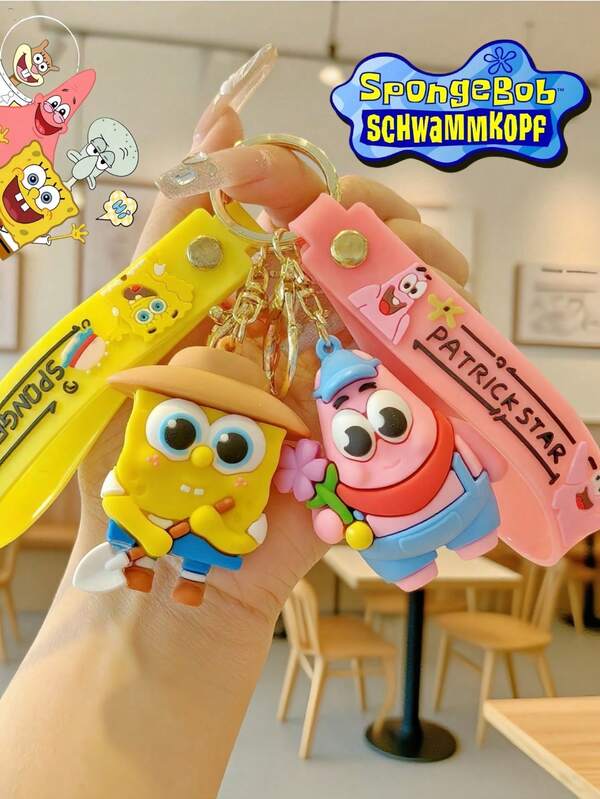 SPONGEBOB SpongeBob SquarePants, 6pcs, Couple SpongeBob SquarePants Patrick Star, Cute Cartoon Keychains, Pvs, Cute Models, Holiday Gifts, Cute Pie Big Star Dolls Couple School Bag Pendant Doll Machine Key Chain, Anime Peripherals, Anime Models, Exquisite Gifts For Your Partner, Party Gifts,