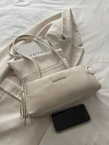 新款时尚豹纹手提包，适合派对、郊游、度假、购物和日常使用，可存放硬币、手机，也适合办公室女士、大学生和职业女性作为工作包，优雅女士包。 - 白色 - 查看 5