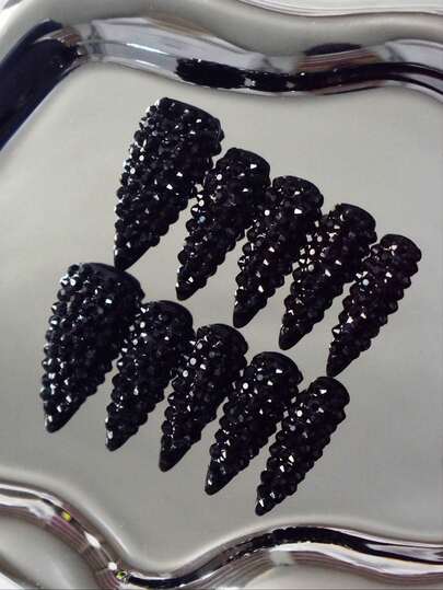 10 قطع أظافر صناعية شكل اللوز مصنوعة يدويًا، كاملة التغطية، موحد اللون، أنيقة وعصرية، مناسبة لجميع النساء والفتيات، تشمل ملف أظافر وغراء أظافر للتطبيق السهل