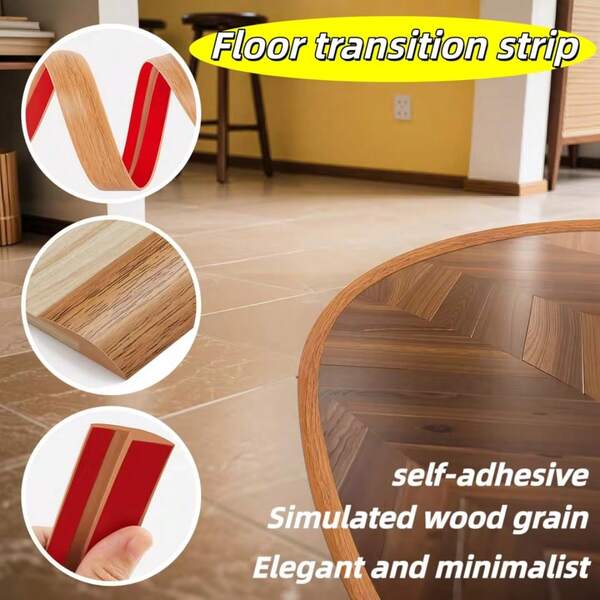 1pc 1mx3.5cm Self-Adhesive PVC Floor Transition Strip, Easy To Install, Used For Peeling And Pasting PVC Floor Edging Decoration, Suitable For Carpet And Hard Floor Transition Strips (Suitable For Floor Gaps Within 5mm)