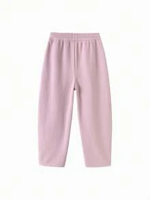 Balabala BalaOne Tween Girl Girls Fleece Jogger Pants, Autumn Winter 2025 Warm & Casual - Rubber Powder - View 2