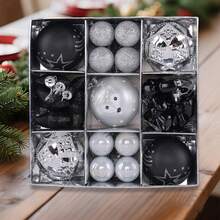 35Pcs Multi Colored Plastic Christmas Pendant Set Creative Plastic Decorative Ball Christmas Tree Hanging Decoration - Black - View 3