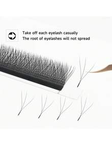 12 Rows 3D Pre-Made Cluster Eyelashes, Automatic Blooming W-Shape, Natural & Soft False Eyelashes For Lash Extension - Black - View 14