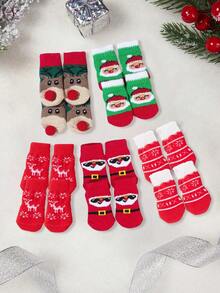 1 Bộ (4 chiếc) Tất cho thú cưng họa tiết ông già Noel và tuần lộc theo chủ đề Giáng sinh màu sắc ngẫu nhiên, món quà tuyệt vời cho mèo và chó vào dịp Giáng sinh và mùa đông - Nhiều màu - Xem 1