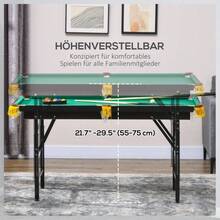 SPORTNOW Billiard Table, Foldable, Height Adjustable, Including Triangle/2 Cues/16 Balls, Green On Place