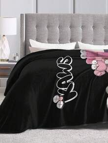 Kawss Kawaii Kaw  Blanket Flannel Blanket, Super Comfortable Winter Warm Blanket Summer Air Conditioning Blanket, Soft And Light Bed Sofa Decoration, Not Easy To Shed, - 黑色 - 查看 6