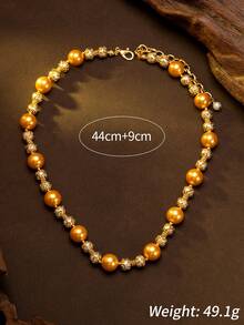 Conjunto de collar y aretes de perlas doradas, conjunto de joyas de lujo vintage con rhinestones y perlas, collar de perlas + aretes de perlas, conjunto de joyas de alta gama para eventos formales. Conjunto de joyas de perlas doradas y rhinestones con estilo vintage, accesorios de fiesta únicos para ocasiones formales: en galas occidentales de alta gama, cenas benéficas vintage, este conjunto de joyas de perlas doradas y rhinestones proporciona un aspecto lujoso y retro-chic, combinado con un vestido de noche de terciopelo o un vestido largo dorado.