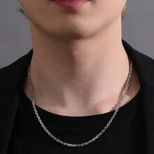 1件S925方形十字架项链，街头嘻哈配饰，厚度2.5毫米，男女皆宜的时尚首饰，现代简约设计，都市风格，经久耐用，独特时尚单品 - 銀色 - 查看 15