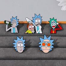 华纳兄弟 1/5 件套经典卡通胸针套装，创意小丑瑞克和莫蒂珐琅别针，背包服装饰品金属徽章配饰，送给朋友的礼物 - 均碼 - 查看 7