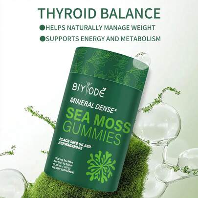 GWYNNE Gominolas De Alga Shilajit 1600mg Suplemento Inmunitario Calcio Detox Estimula El Metabolismo 60 Gominolas