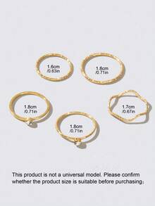 5pcs Minimalist Gold Knuckle Joint Finger Stackable Midi Rings set for Women Party Daily Jewelry - Yellow Gold - View 3