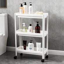 Estante de almacenamiento de tres niveles, largo, para cocina, móvil, ahorra espacio, construcción estable, fácil de montar, apto para baño, inodoro, cocina, habitación, balcón, etc. (Blanco, 53 x 17,5 x 73,3 cm) - Colores mixtos - Ver 1