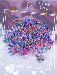 45件/套不锈钢穿刺饰品，舌钉、眉钉、鼻钉、唇钉 - 彩色 - 查看 5