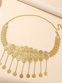 1 pieza Cinturón de bata de mujer chapado en oro, con patrón floral tallado, estilo retro de lujo, cadena de cintura para novia y boda, adecuado para fiestas, eventos festivos y bodas