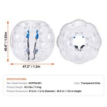 Pelota de parachoques inflable (1 unidad), 1,2 m (4 pies) de cuerpo, para adolescentes, 0,8 mm de grosor, de PVC, para hámster humano, para jugar en equipo al aire libre, juguetes para jardín, patio y parque - 1,2 m (4 pies) transparente - Ver 7
