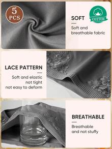 5-Pack High-Waisted Slimming Panties For Women, Triangle Panties With Lace Trim, Shaping And Waist-Slimming, Soft And Breathable Cotton Underwear Women - 彩色 - 查看 5