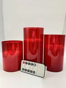 Set de 3 piezas (con/sin control remoto) S/M/L (pieza individual sin control remoto) Luces de vela electrónica con parpadeo sin llama, vela sin llama LED de luz cálida individual/set (baterías no incluidas), luz de vela sin llama portátil y romántica con parpadeo - Multicolor - Ver 11