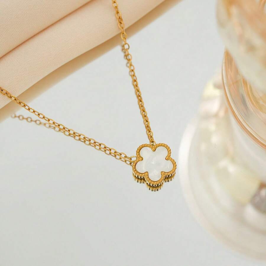 1Pcs Hot  Necklace - Clover Necklace Light Luxury Premium Titanium Steel Does Not Fade Women's Simple Niche Lucky Grass Jewelry - 13mm白色五葉草項鍊 - 查看 1